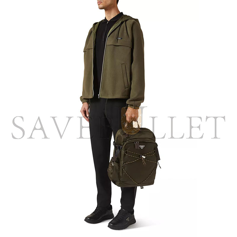 PRADA SPEEDROCK BACKPACK IN RE-NYLON & LEATHER 2VZ122 (42*29*14cm)